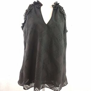 Express Black Sleeveless Top with Ruffle Detail